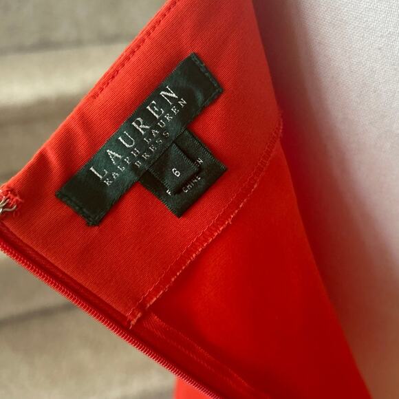 Ralph Lauren Orange Tan & White Stripe Nautical Square Neck Sheath Dress - Picture 6 of 8